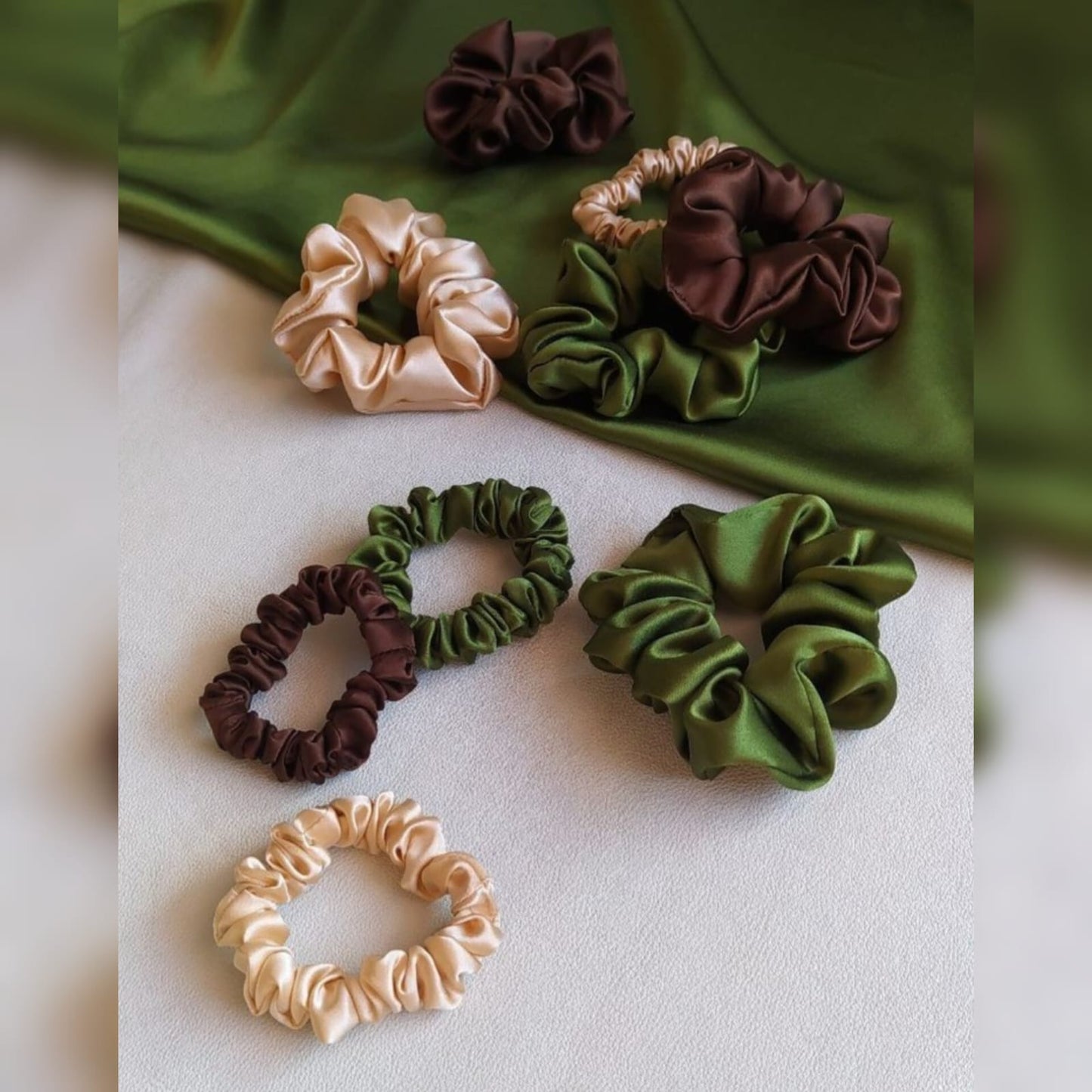 EARTHY TONES SATIN SCRUNCHIES