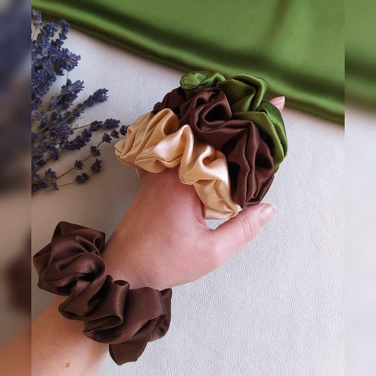 EARTHY TONES SATIN SCRUNCHIES
