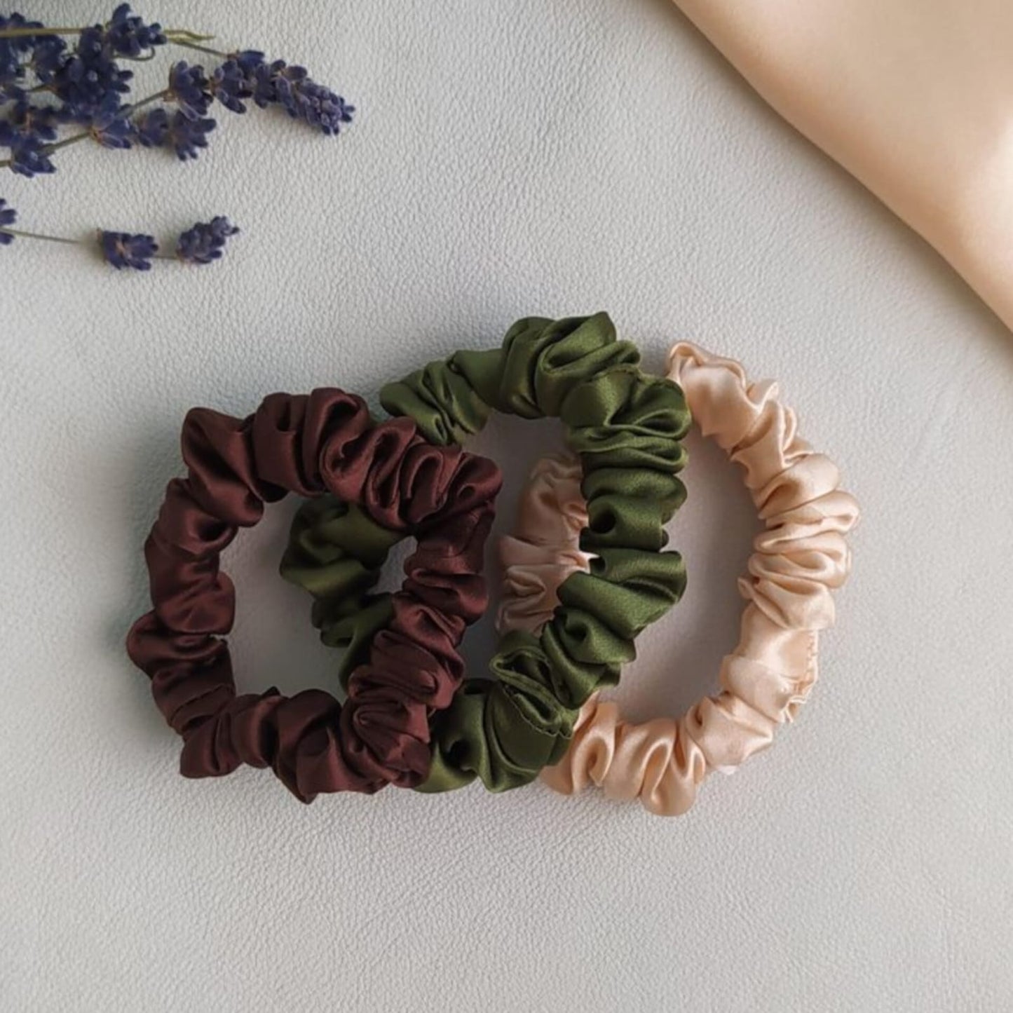 EARTHY TONES SATIN SCRUNCHIES